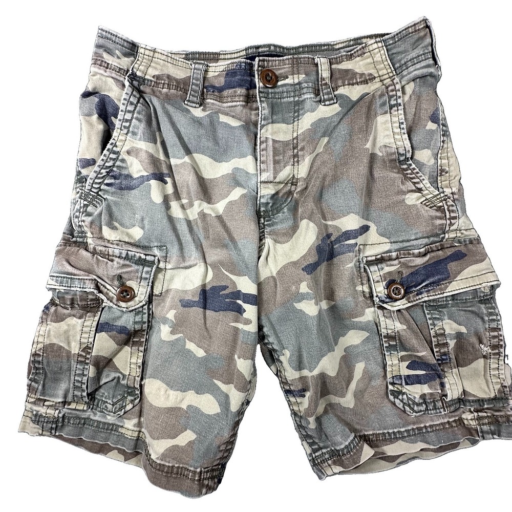 American Eagle Cargo Shorts Mens 31 Green Camo Camouflage Military Classic Y2K